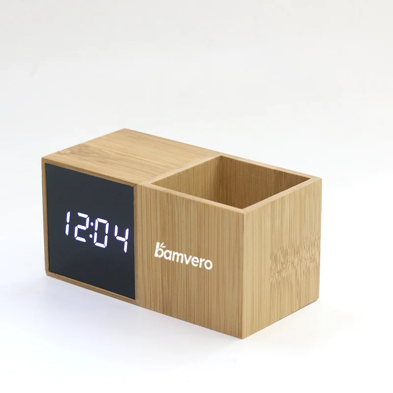 1293Z Bamboo Pen Holder Clock thumbnail 2