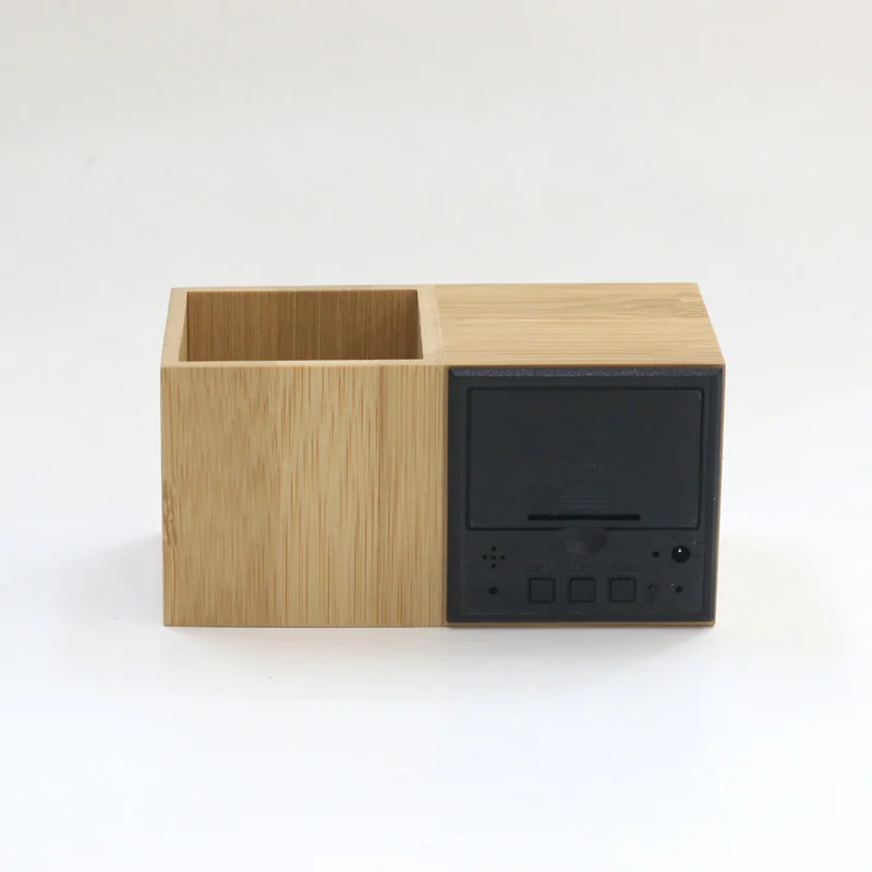1293Z Bamboo Pen Holder Clock thumbnail 3