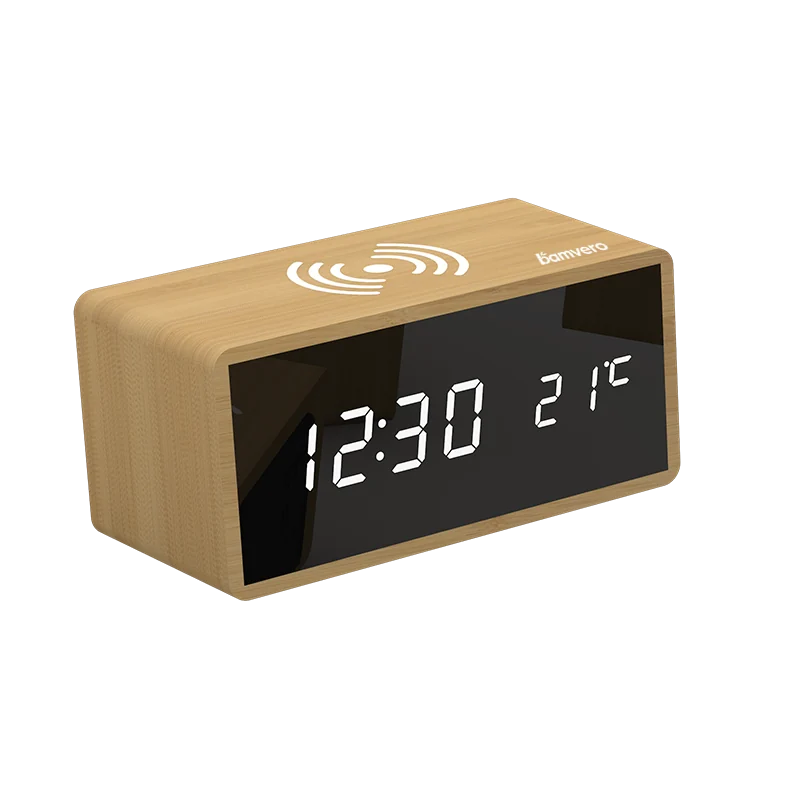 1299 Bamboo Wireless Charging Clock thumbnail 4