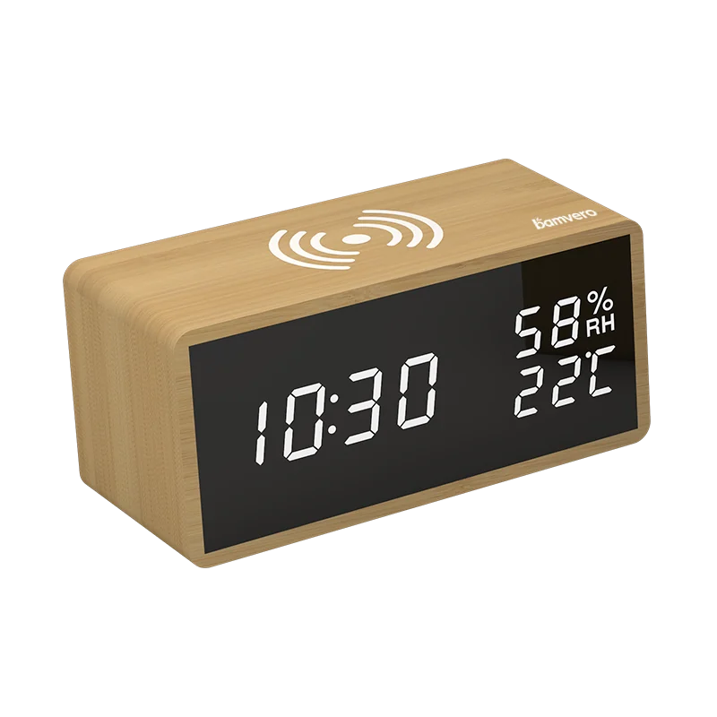 1502 Bamboo Wireless Charging Clock thumbnail 2