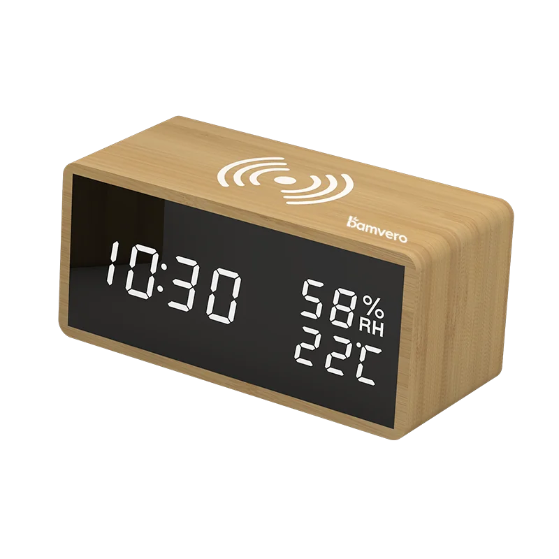 1502 Bamboo Wireless Charging Clock thumbnail 5