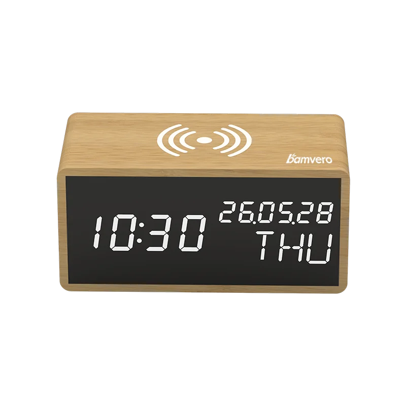 1609 Eco Bamboo Wireless Charging Clock thumbnail 5