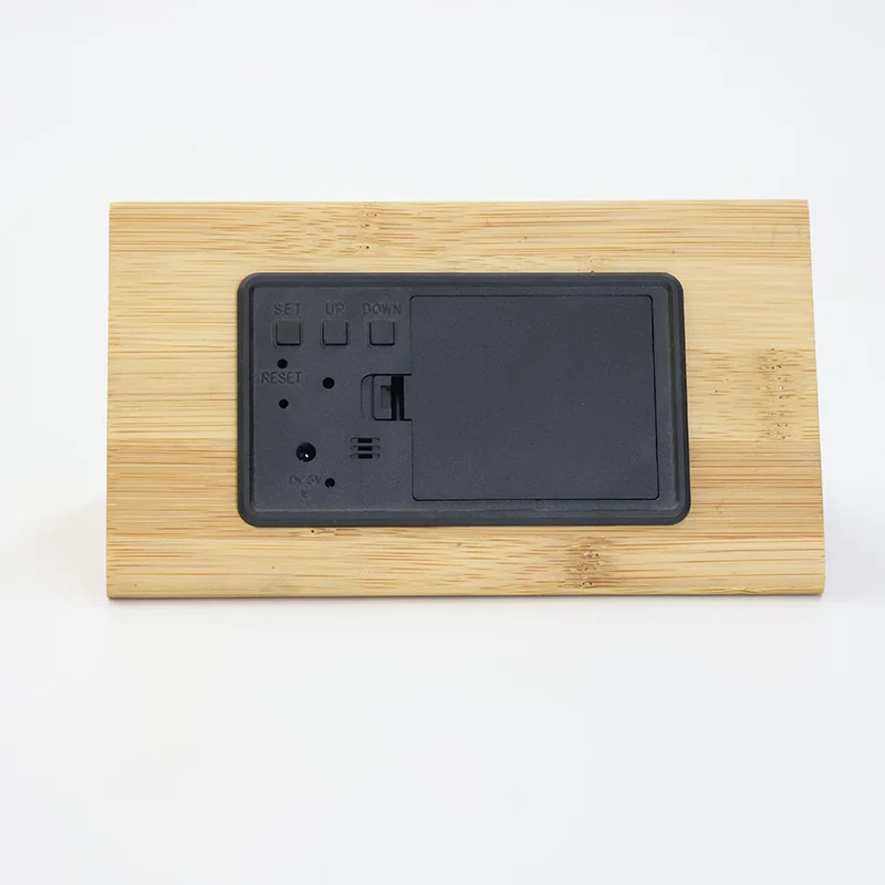 1609 Triangle Bamboo LED Desk Clock thumbnail 2