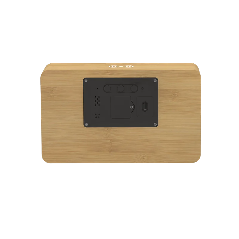 1960 Bamboo Wireless Charging Clock with Night Light thumbnail 3