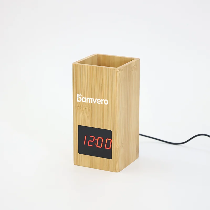 2020S Bamboo Vertical Pen Holder Clock thumbnail 3
