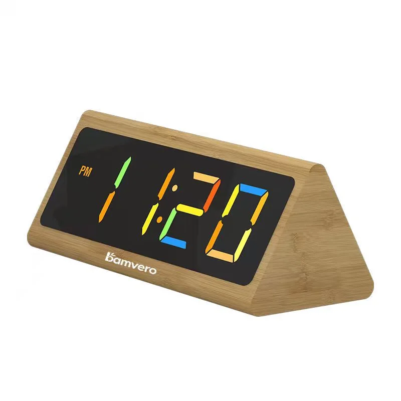 2109 Triangular Bamboo Colour-Display Clock - product view 3