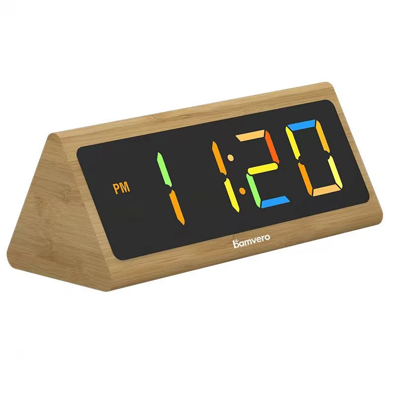 2109 Triangular Bamboo Colour-Display Clock - product view 4