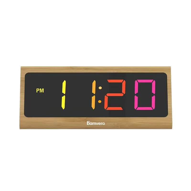 2109 Triangular Bamboo RGB LED Clock product view for B2B sourcing