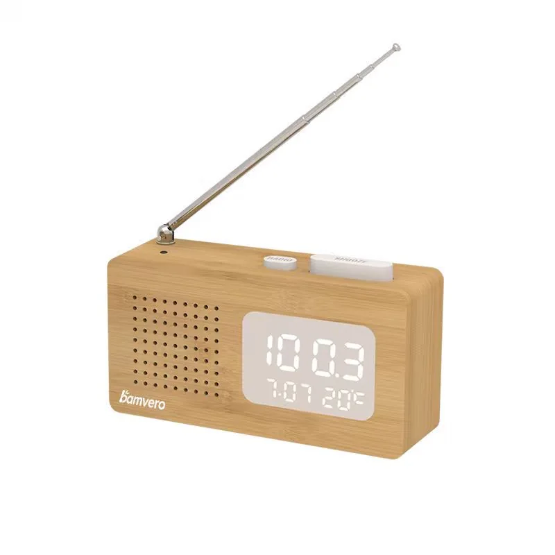 2605 Compact Bamboo FM Radio Alarm Clock - product view 4