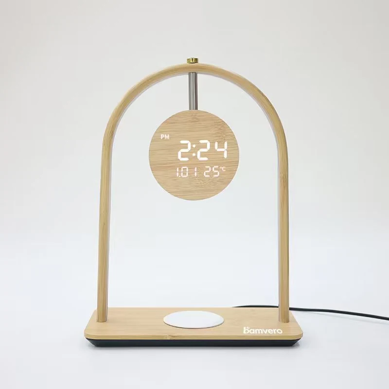 Eco-friendly bamboo clock lamp for B2B gift and retail programs