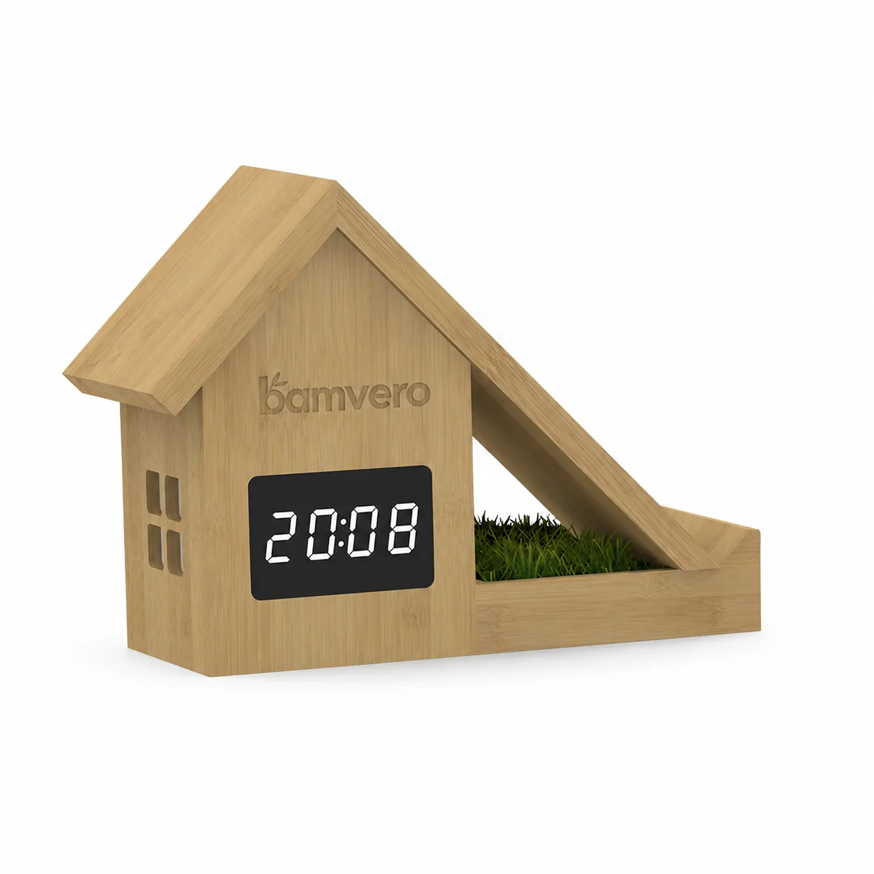 F011 Bamboo House Wireless Charging Clock thumbnail 3
