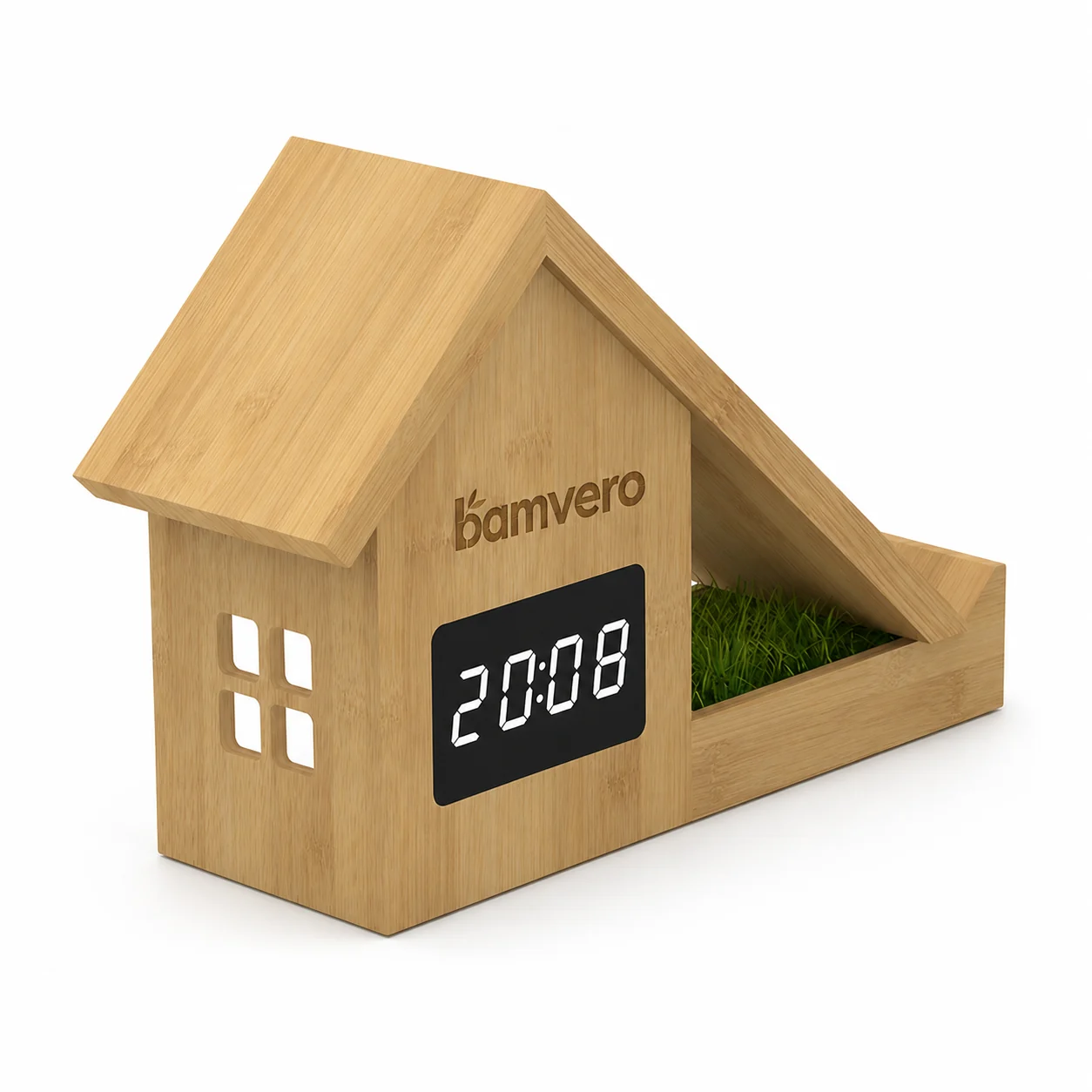 F011 Bamboo House Wireless Charging Clock thumbnail 4
