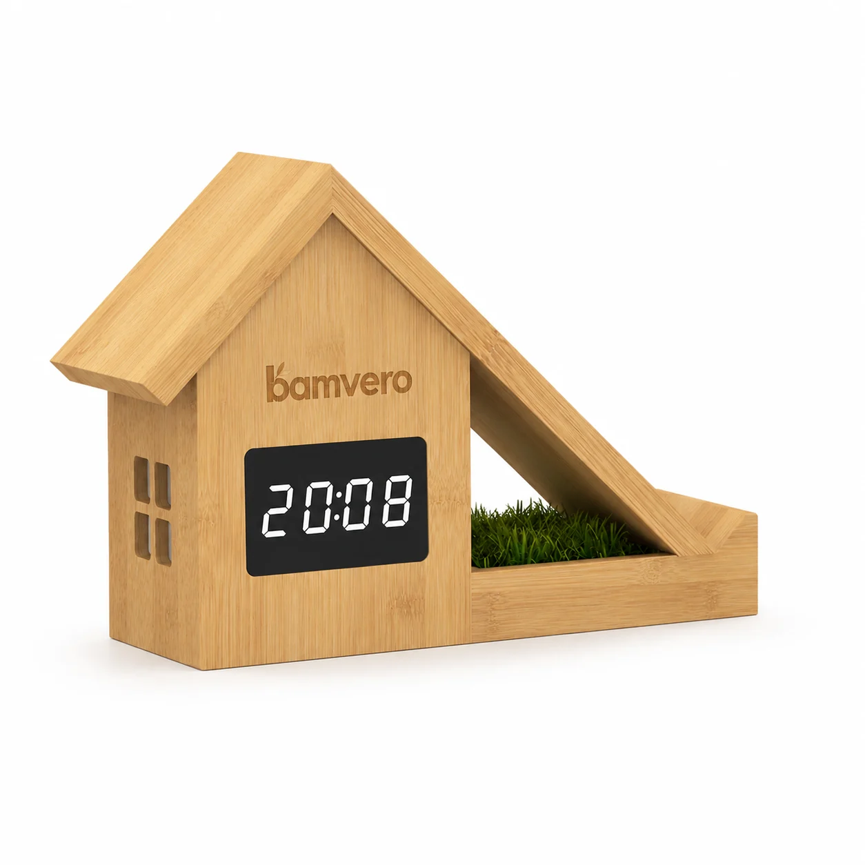 F011 Bamboo House Wireless Charging Clock thumbnail 2