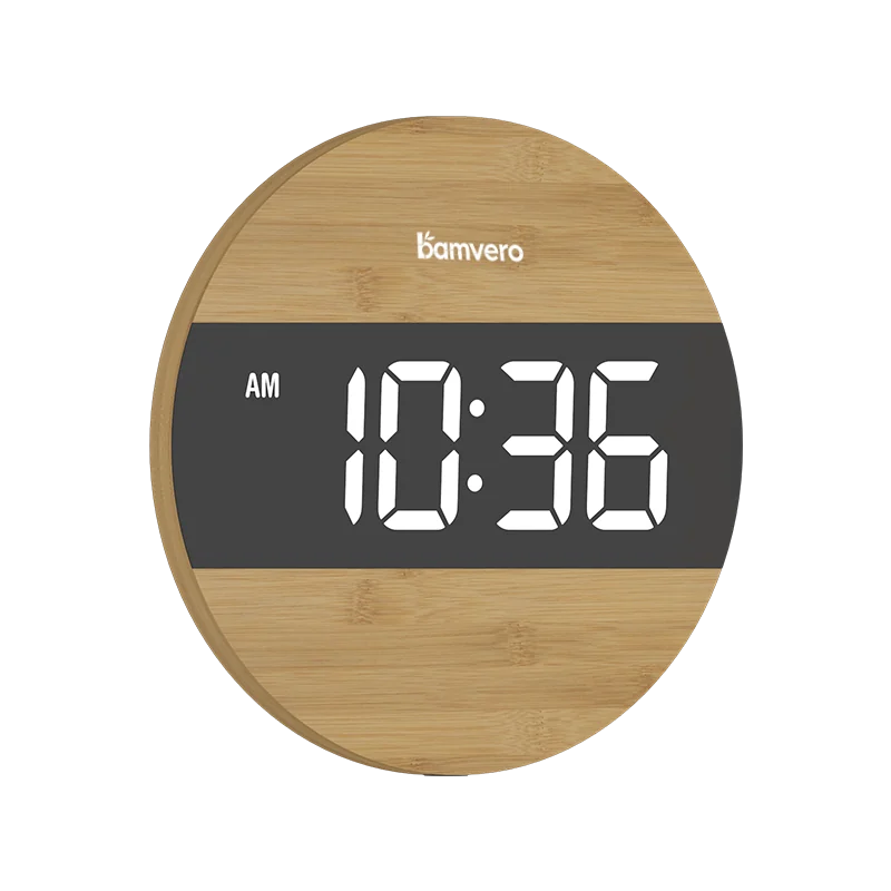G218D Bamboo Round LED Wall Clock thumbnail 3