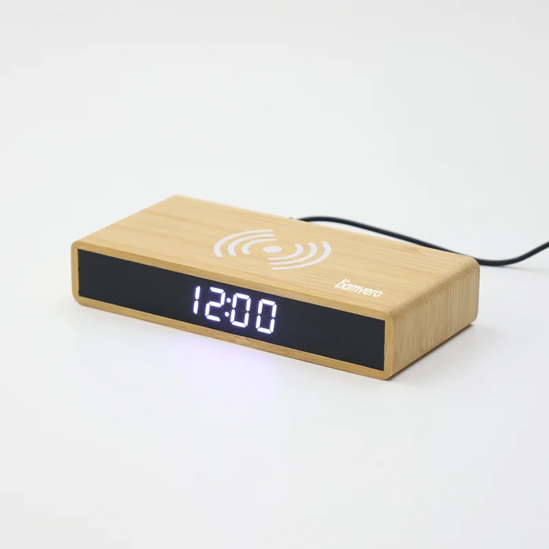 W101 Bamboo Wireless Charging Clock thumbnail 6