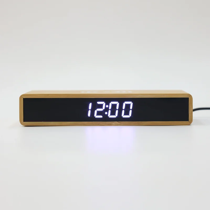 W101 Bamboo Wireless Charging Clock product view for B2B sourcing