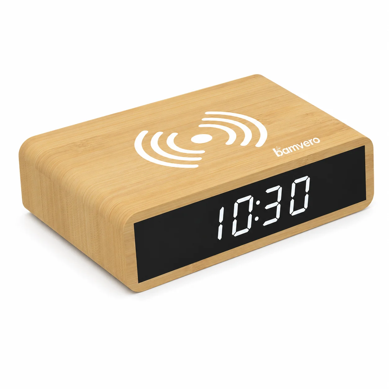 W102 Bamboo Wireless Charging Clock thumbnail 3