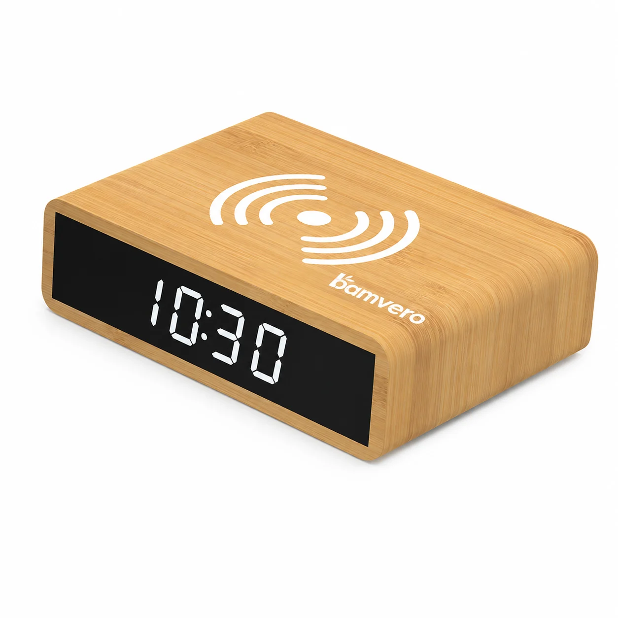 W102 Bamboo Wireless Charging Clock thumbnail 4