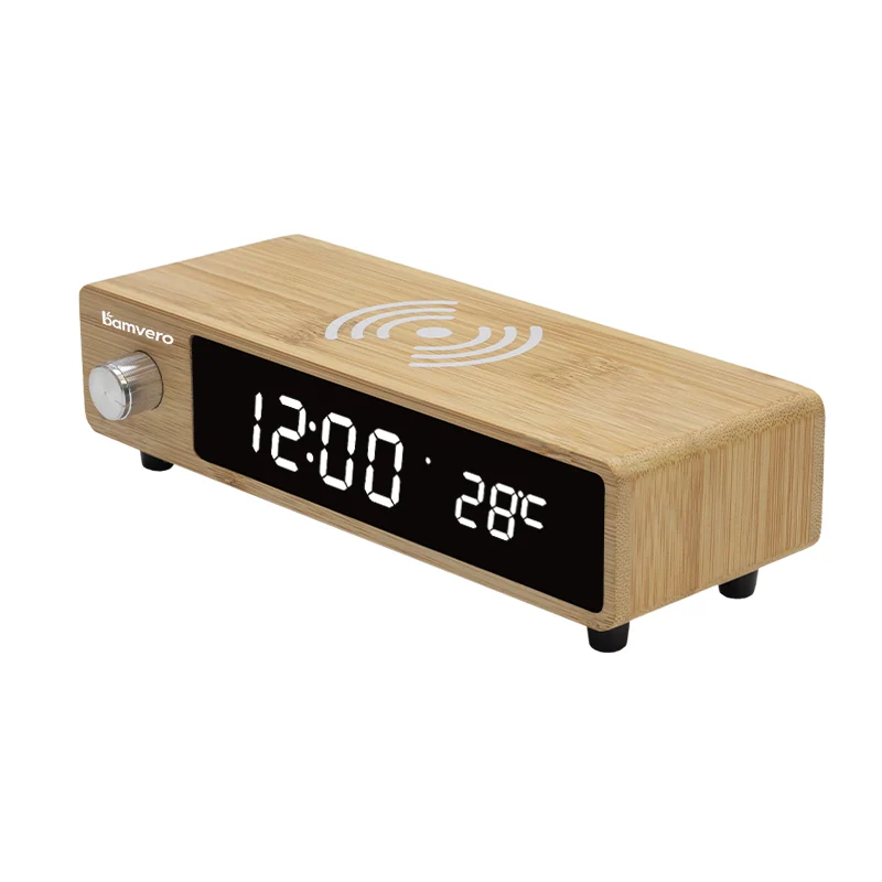 W106 Bamboo Wireless Charging Clock thumbnail 5