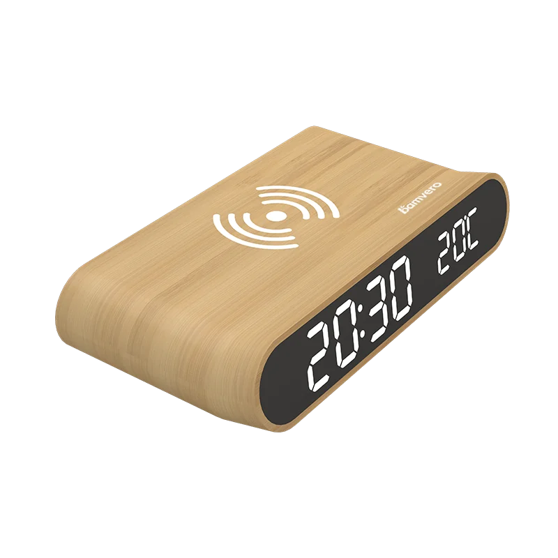 W111 Bamboo Wireless Charging Clock thumbnail 2