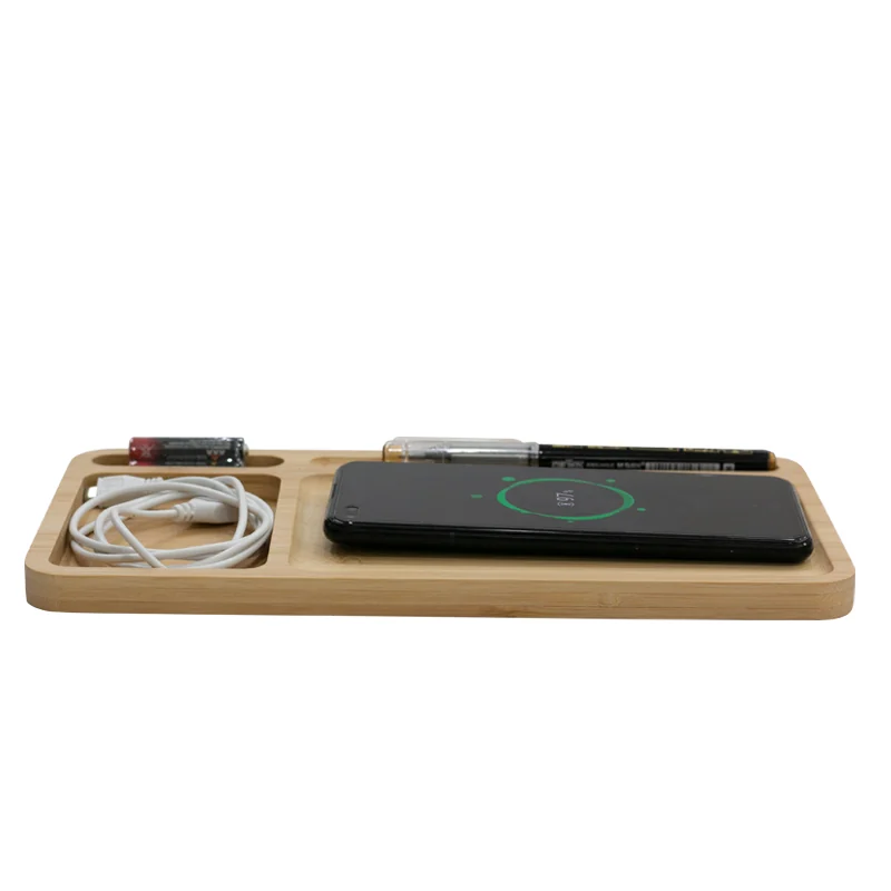 W119 Bamboo Wireless Charging Desk Organizer product view for B2B sourcing