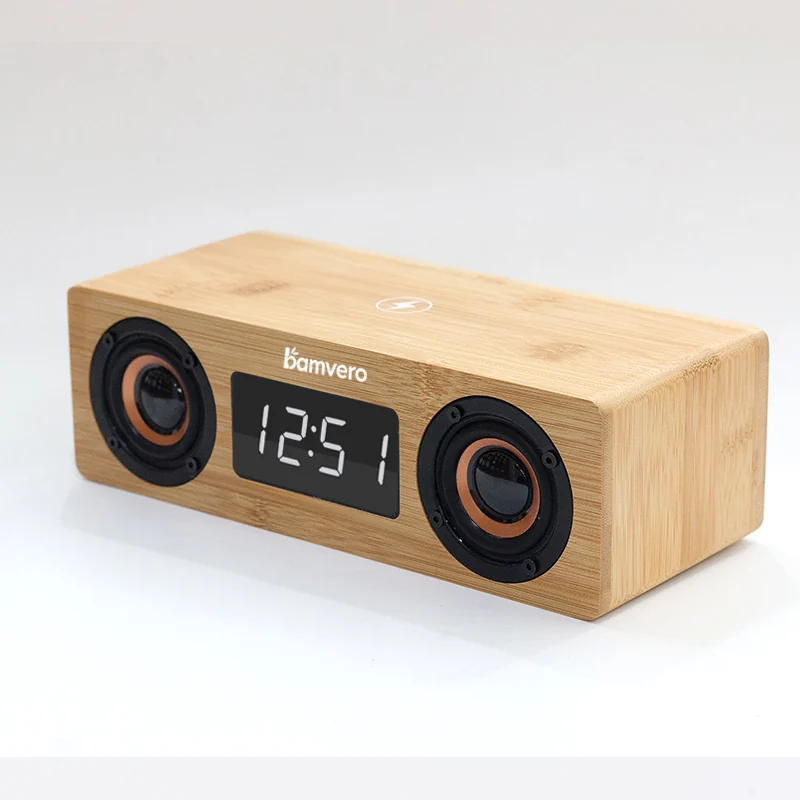 Y120 Bamboo Wireless Charging Speaker Clock thumbnail 3
