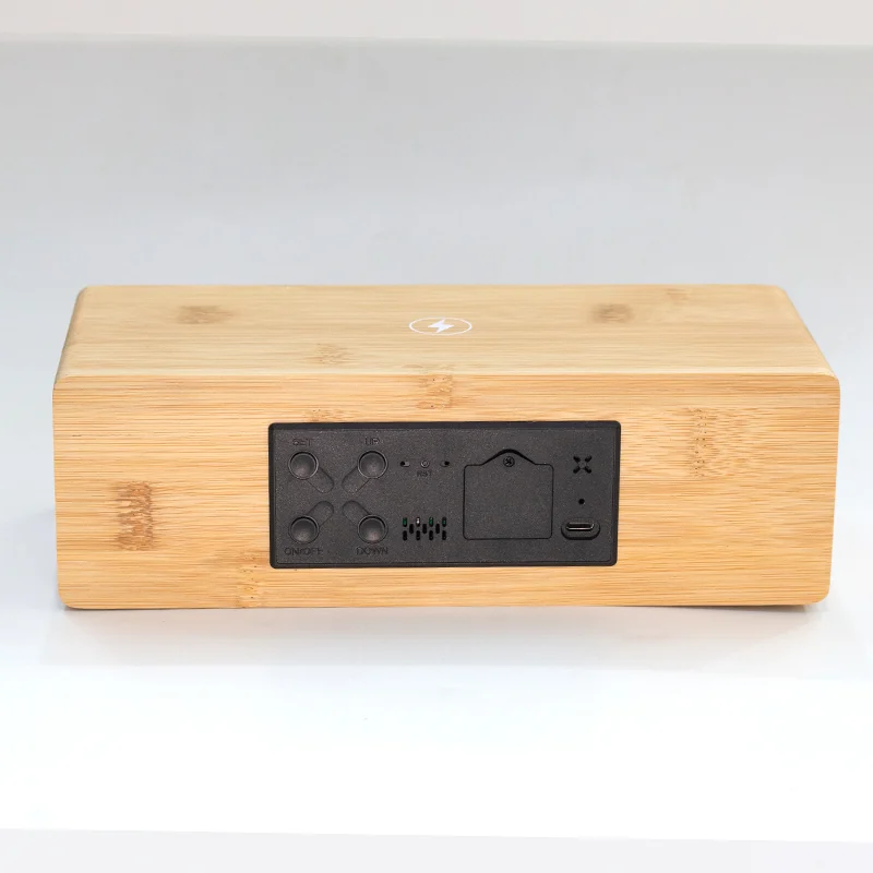 Y120 Bamboo Wireless Charging Speaker Clock thumbnail 2