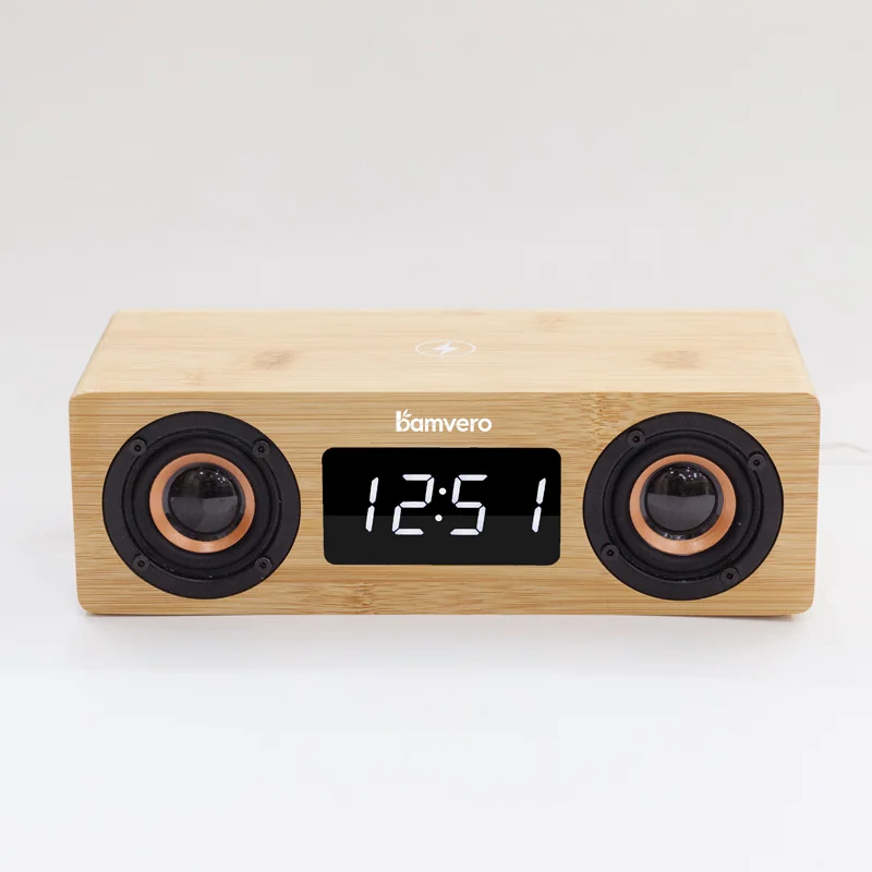 Y120 Bamboo Wireless Charging Speaker Clock thumbnail 5