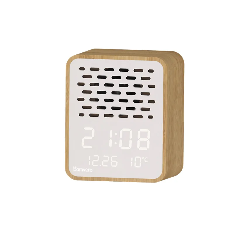 Y130-3 Bamboo Bluetooth Speaker Alarm Clock thumbnail 3